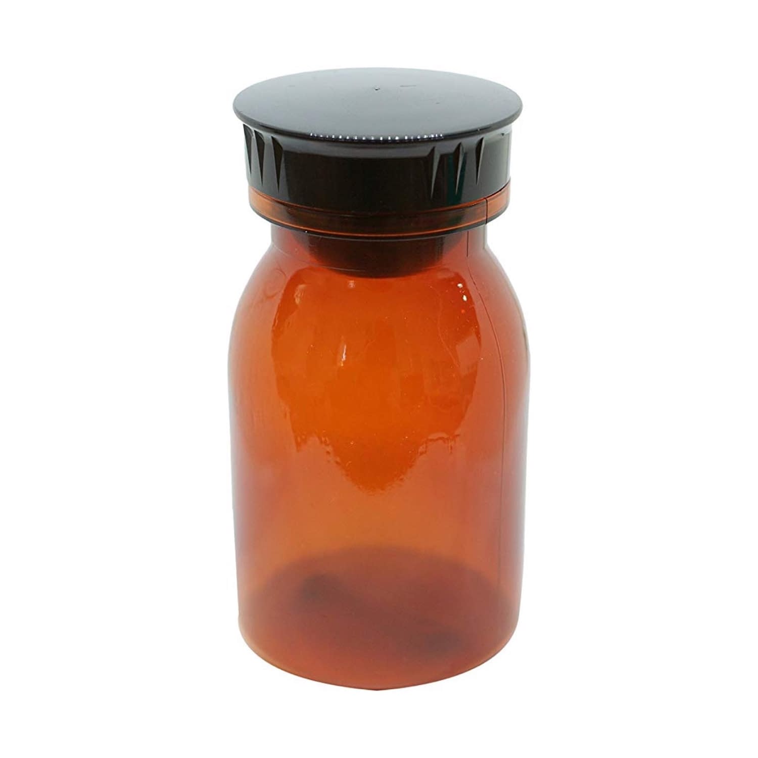散薬瓶(PC製)茶 08-2960-0404 キャップ：黒 エムアイケミカル 150CC