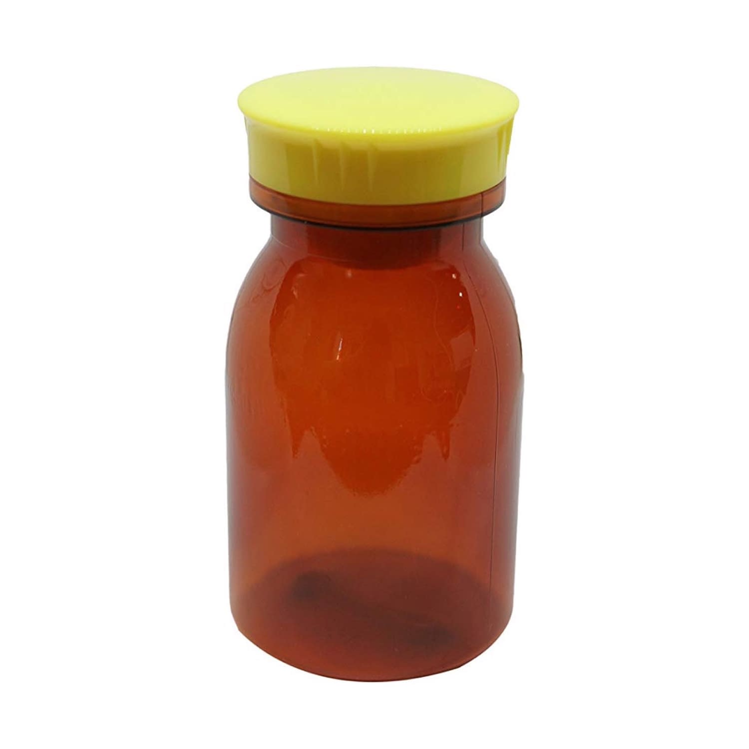 散薬瓶(PC製)茶 08-2960-0502 キャップ:黄 エムアイケミカル 300CC