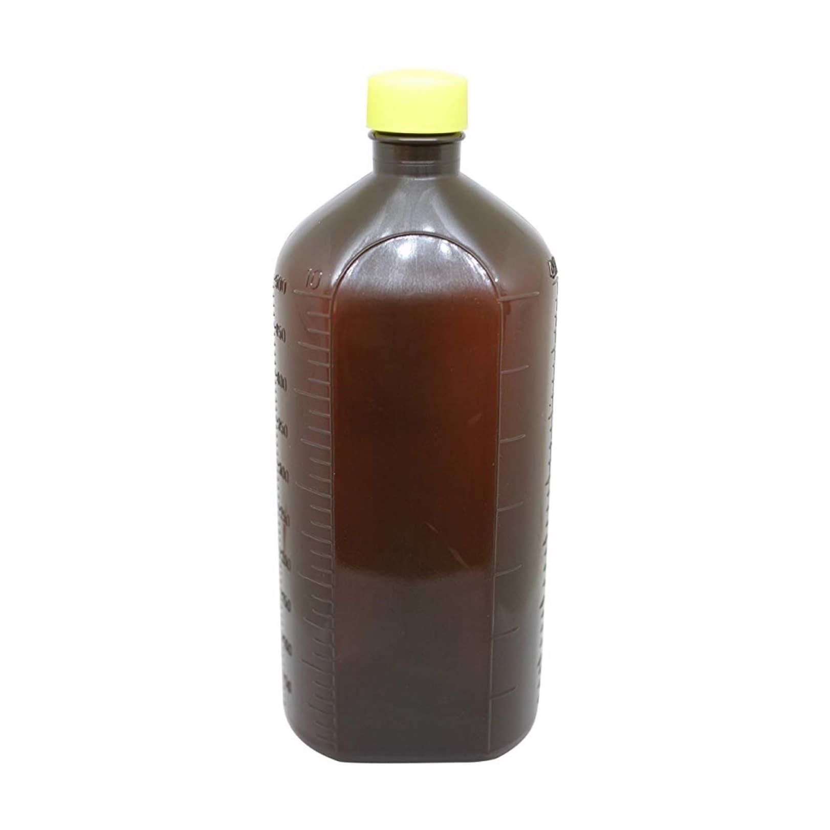 投薬瓶PPB黒茶(滅菌済) プラスチック薬瓶 08-2865-0704 キャップ:黄 エムアイケミカル 500CC(2ホンX25フクロイリ)