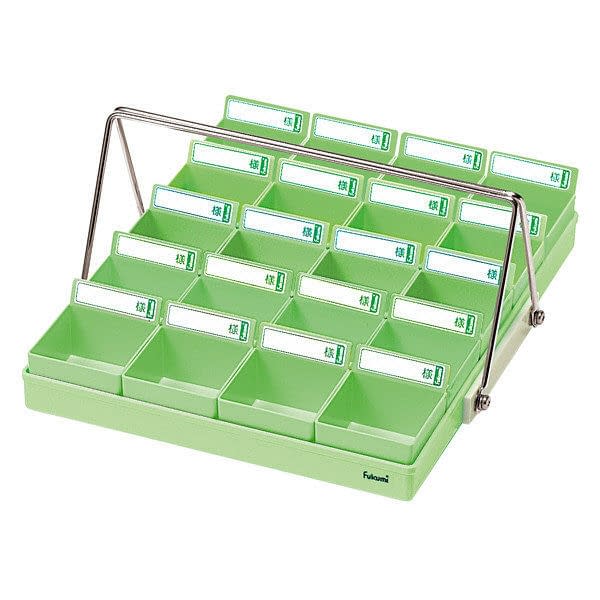 投薬トレー(20人用)ハンガー付 散薬トレー 19-7635-00 Fukumi PT-20GH(グリーン/グリーン)