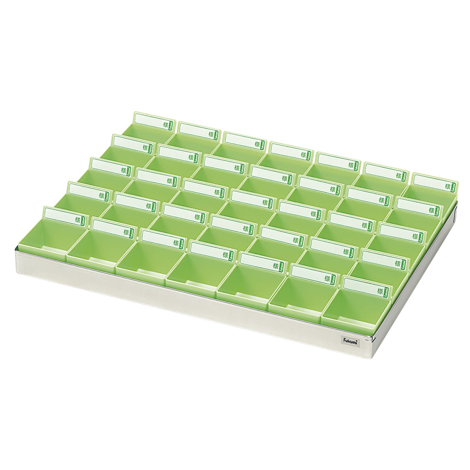 投薬トレー(35人用) 散薬トレー 19-7665-00 Fukumi ST-35G(ステン/グリーン)