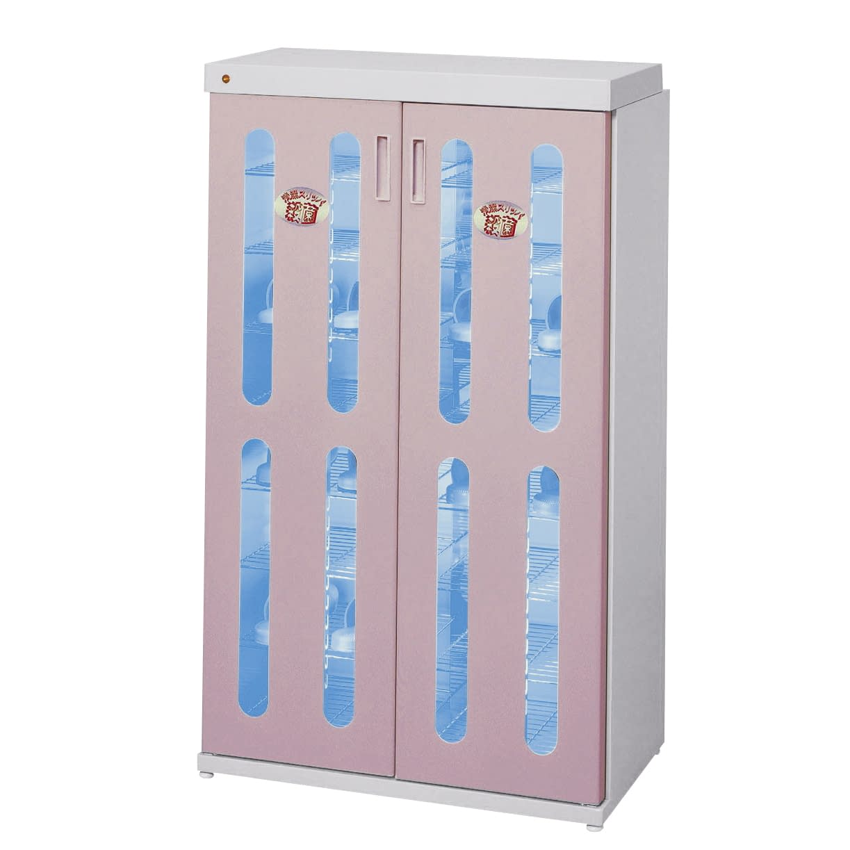 殺菌線ロッカー(スリムエイトワイド) タイマー付 19-3145-0002 ピンク 大信工業 DM-SLTW(タイマーツキ)