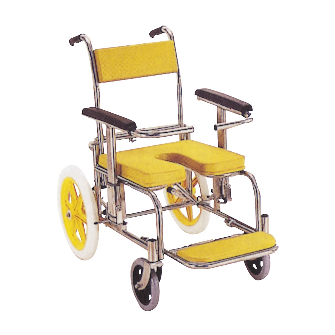 シャワー用車いす(背前後式) シャワーキャリー 06-2710-0001 イエロー カワムラサイクル KS2(ステンレスセイ)