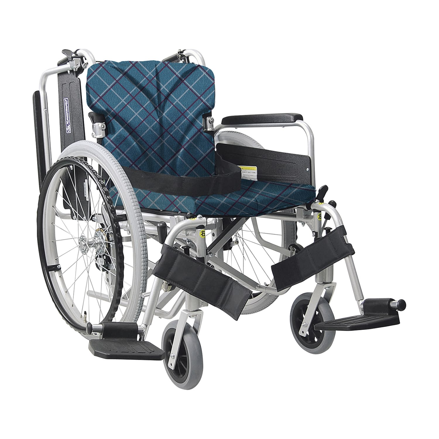 車いす(自走用・アルミ製)背折れ式 23-7110-0008 シアンレザーNo．99 カワムラサイクル KA822-38B-M