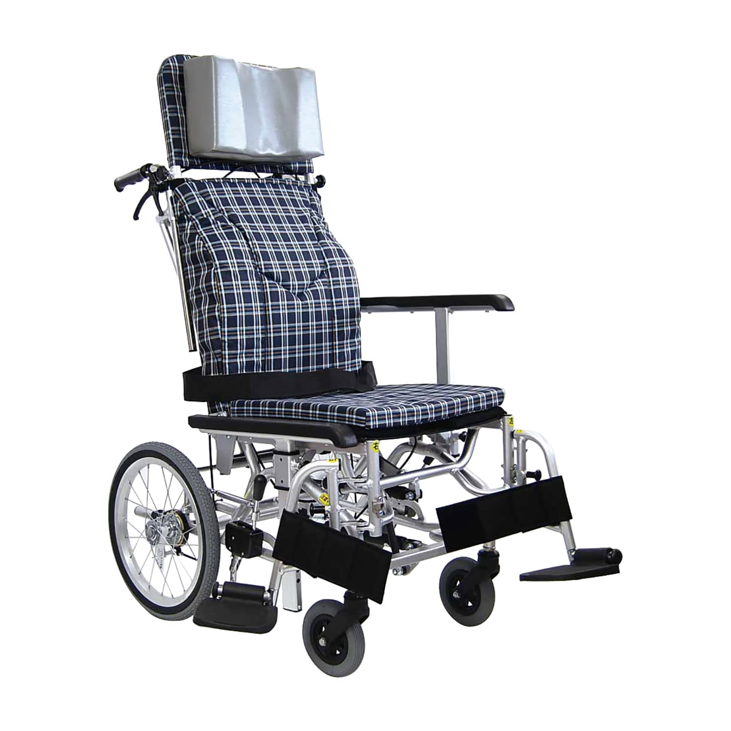 ティルトリクライニング車いす 24-4857-0001 濃紺チェックA13 カワムラサイクル KXL16-42
