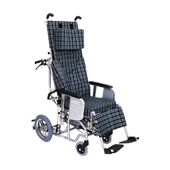 リクライニング車いす クリオネット 足ベルト 23-2505-0002 濃紺チェックA13 カワムラサイクル AYK-40