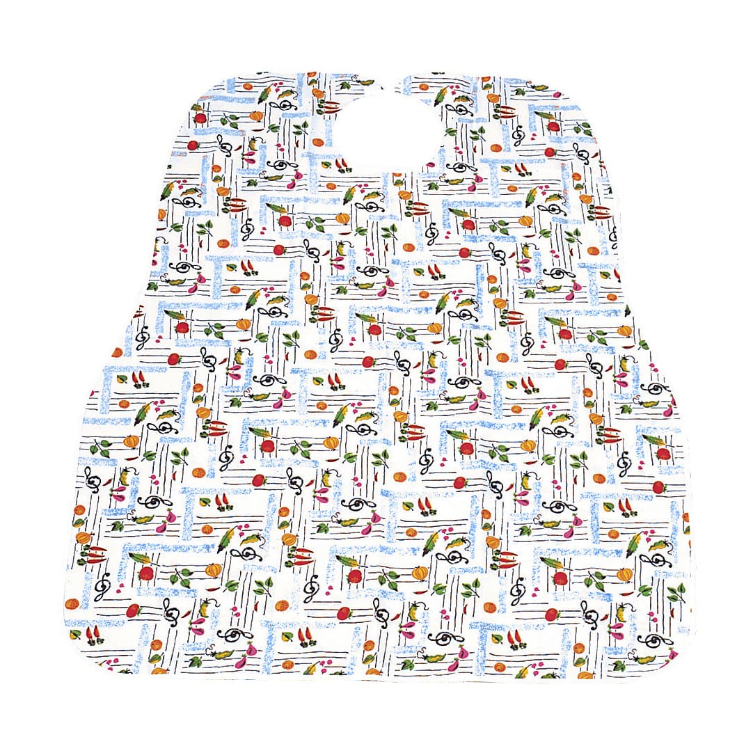 食事用エプロン(フルーツ柄) 23-6295-0001 サックス 松本ナース産業 400-01