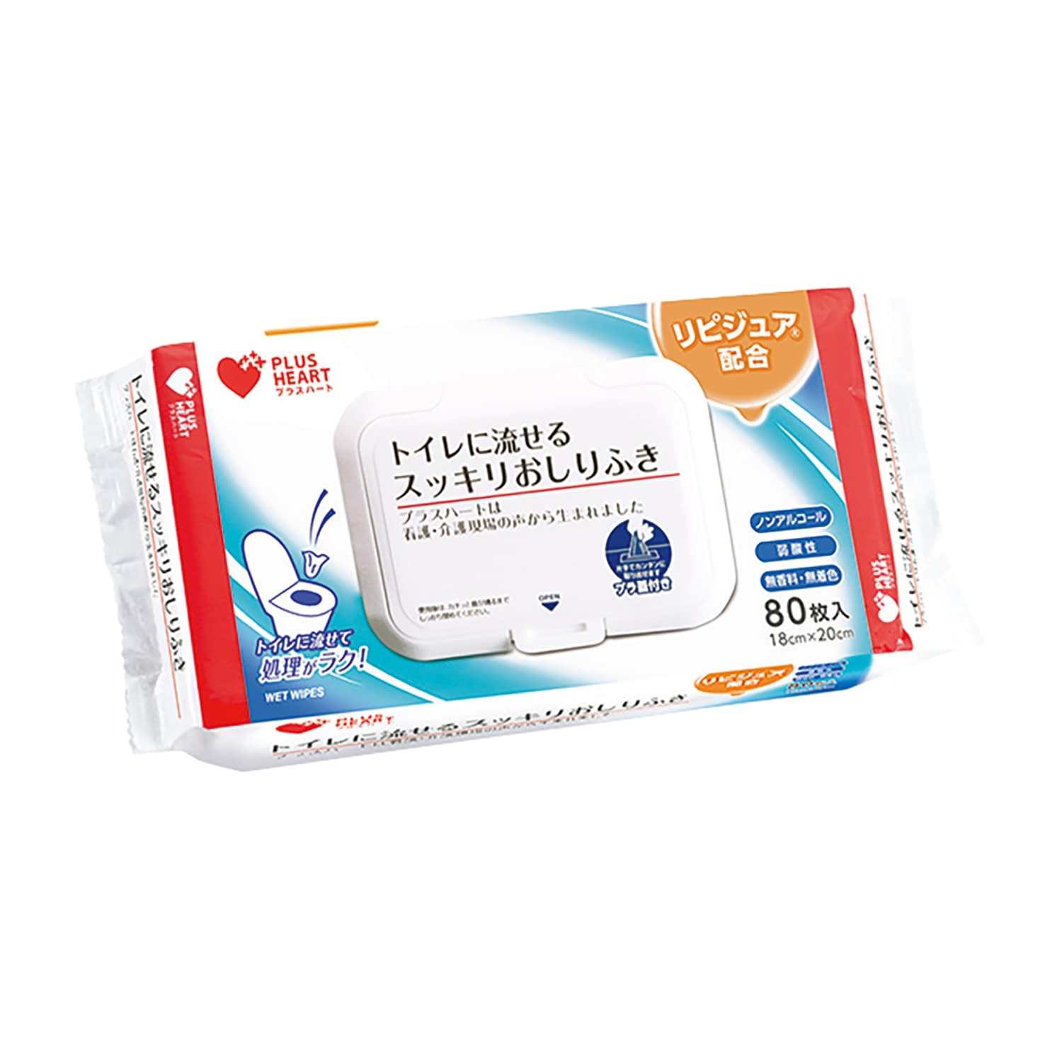 トイレに流せるスッキリおしりふき 24-2413-00 プラスハート 72002(80マイイリ)