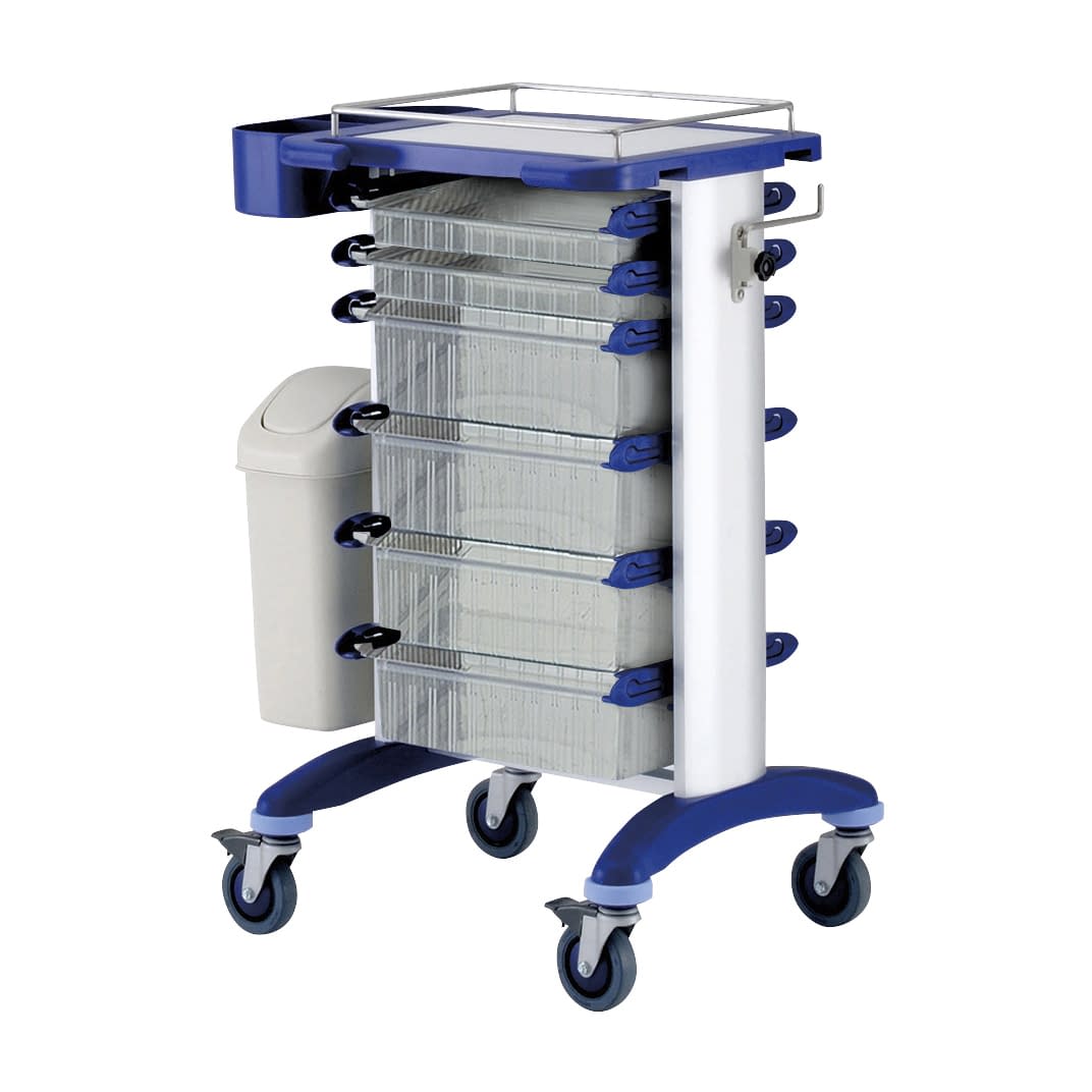 処置・包交カート 23-3411-0003 透明 サカセ化学工業 C43C-H01(コバルトブルー)