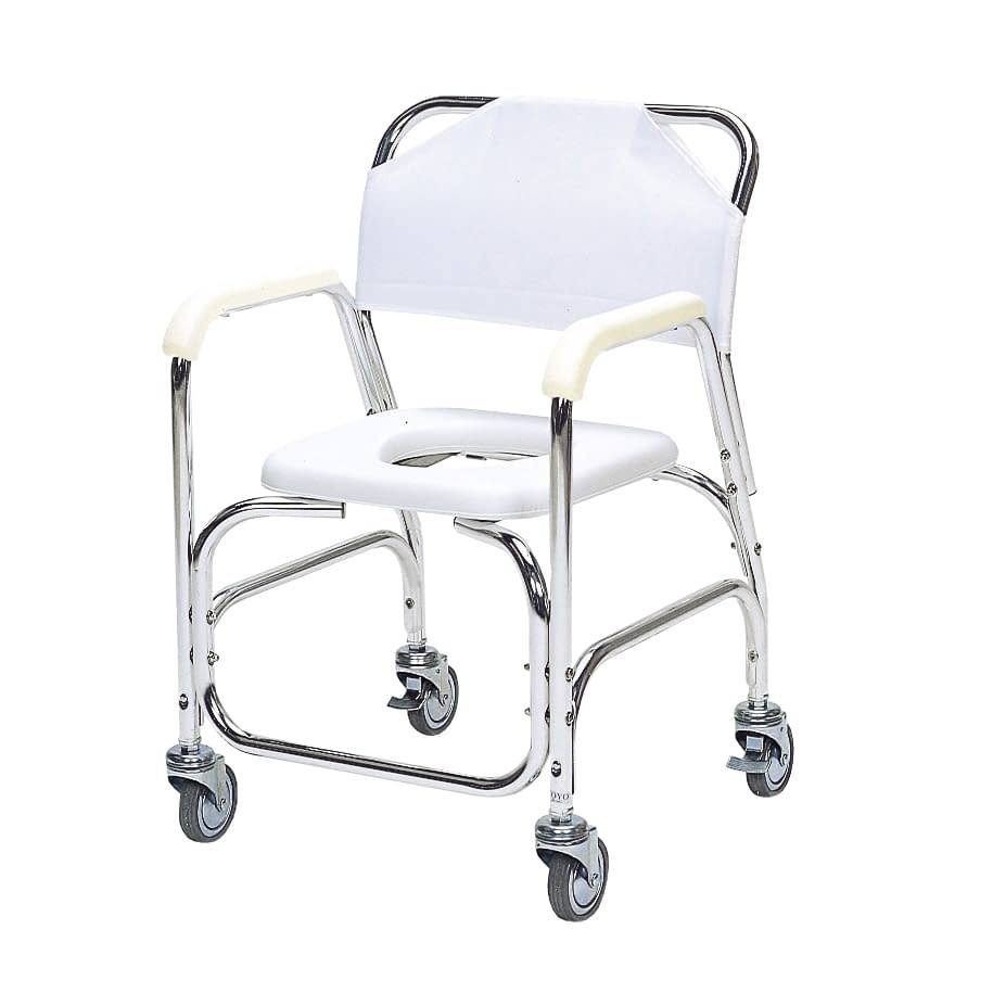 アルミ製シャワーチェア スチール・後輪ダブルストッパー 23-6247-00 日進医療器 TY535E(スチールキャスター)