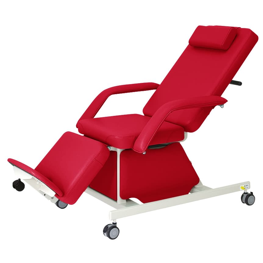 電動治療チェア(キャスター付) 23-2779-0014 ビニルレザーレッド 高田ベッド製作所 TB-577-01