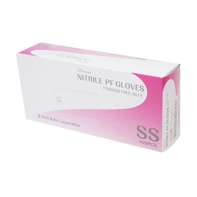 プレミアニトリルPFグローブ(ブルー 【40箱の倍数で販売(10箱単位サイズ混載可)】 23-6107-00 ファーストレイト FR-850(SS)100マイイリ