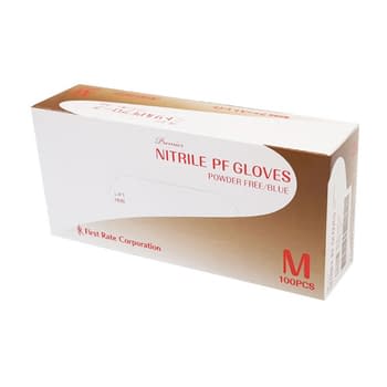 プレミアニトリルPFグローブ(ブルー 【40箱の倍数で販売(10箱単位サイズ混載可)】 23-6107-02 ファーストレイト FR-852(M)100マイイリ