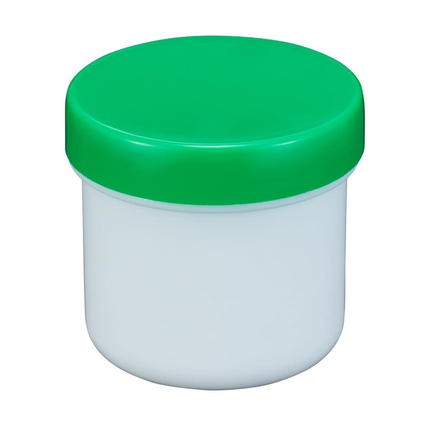プラ壷N－4号(未滅菌)少数包装 軟膏壺 23-6687-2203 キャップ：緑 エムアイケミカル 39CC(10コイリ)