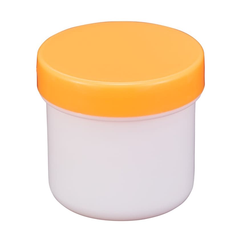 プラ壷N－4号(未滅菌)少数包装 軟膏壺 23-6687-2208 キャップ：オレンジ エムアイケミカル 39CC(10コイリ)