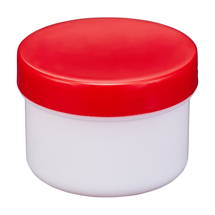 プラ壷N－5号(未滅菌)少数包装 軟膏壺 23-6687-2305 キャップ：赤 エムアイケミカル 65CC(10コイリ)