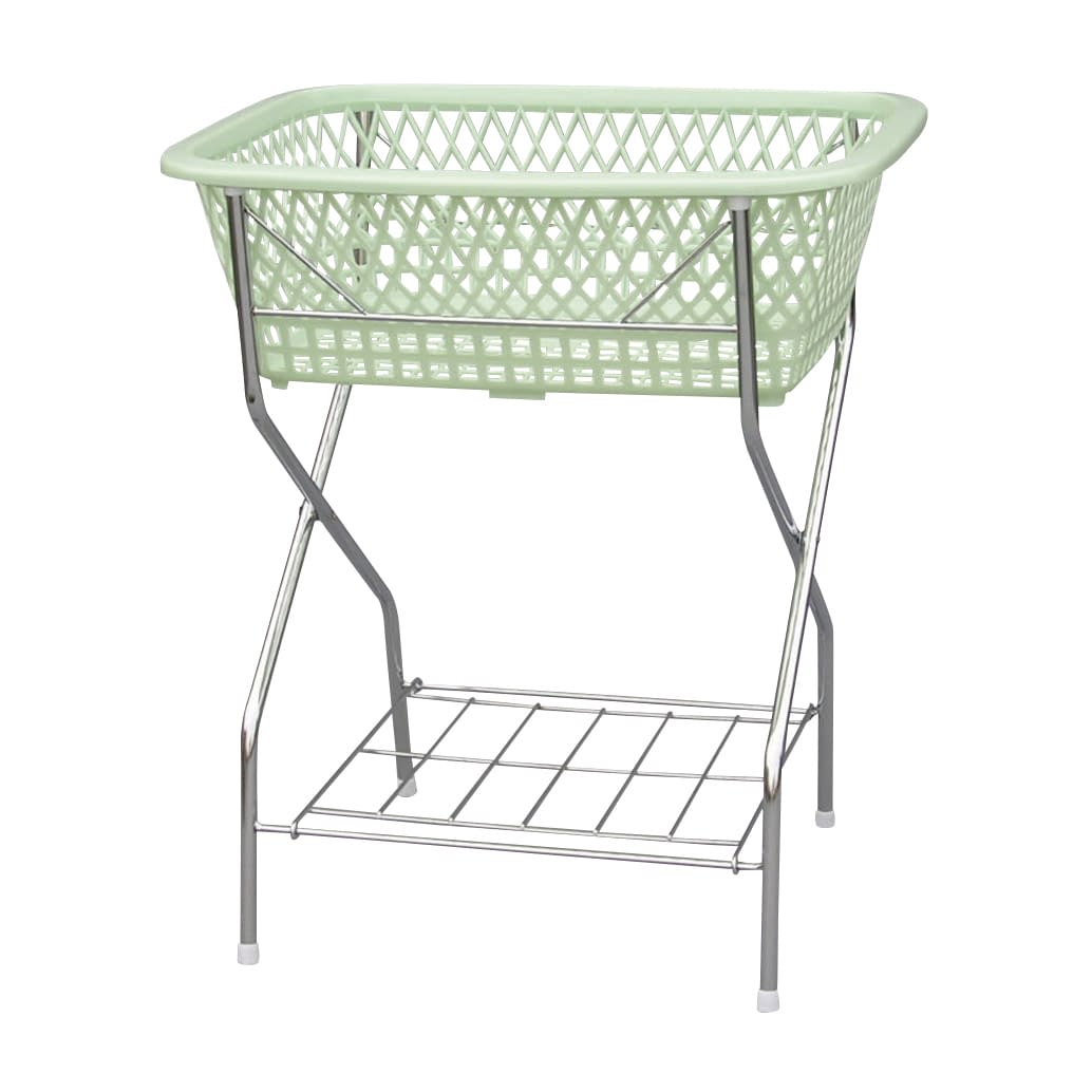 脱衣カゴ(1段・棚付) ゴム足付 02-2570-00 三和化研工業 W500XD360XH570MM