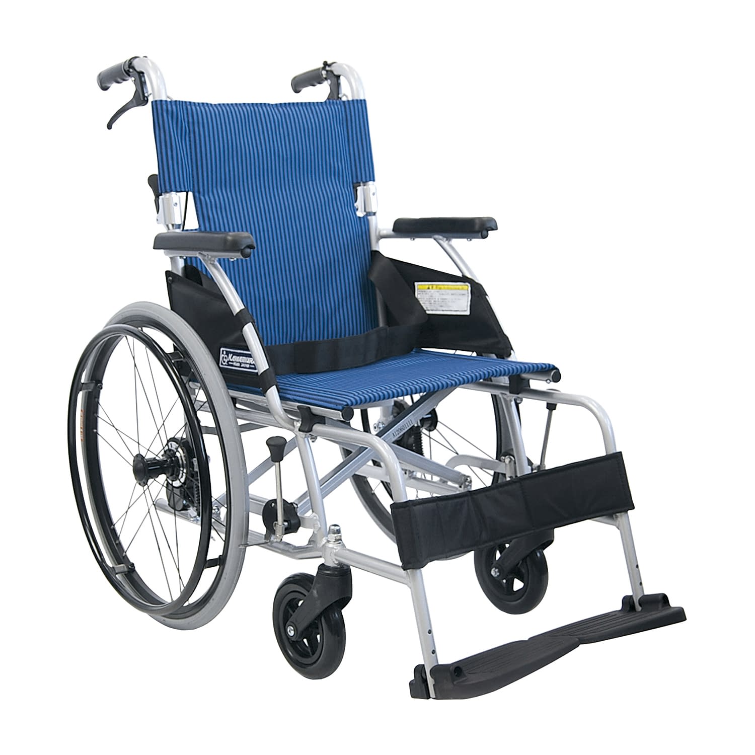 軽量ベーシックモジュール車いす 24-8186-0001 青ストライプNo．92 カワムラサイクル BML22-40SB