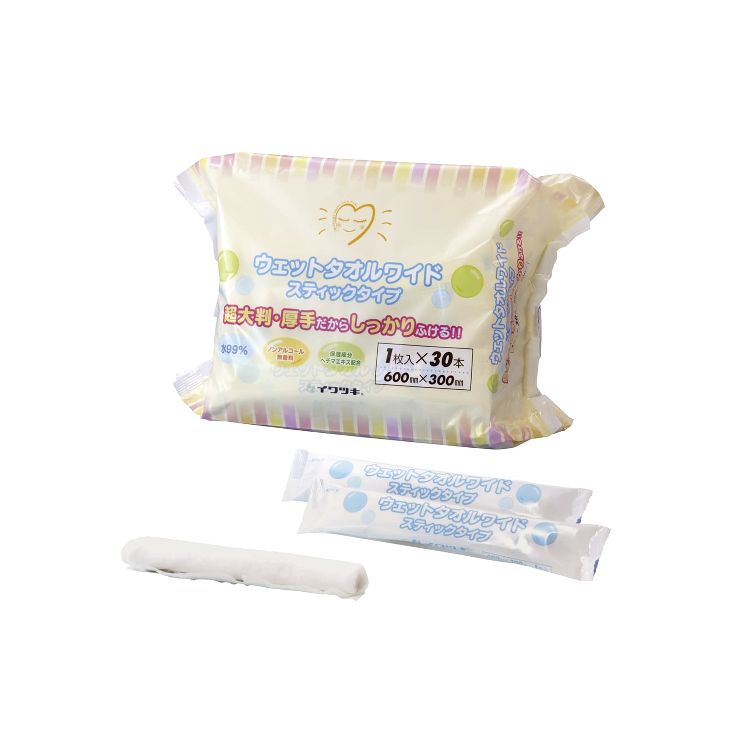 ウェットタオルワイドスティック 24-2403-00 イワツキ 007-70159(30ポンイリ)