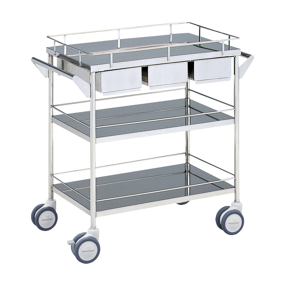 マツヨシ回診車 引出付 三段 カート 01-2300-01 MATSUYOSHI MY-1039(750X450X800)