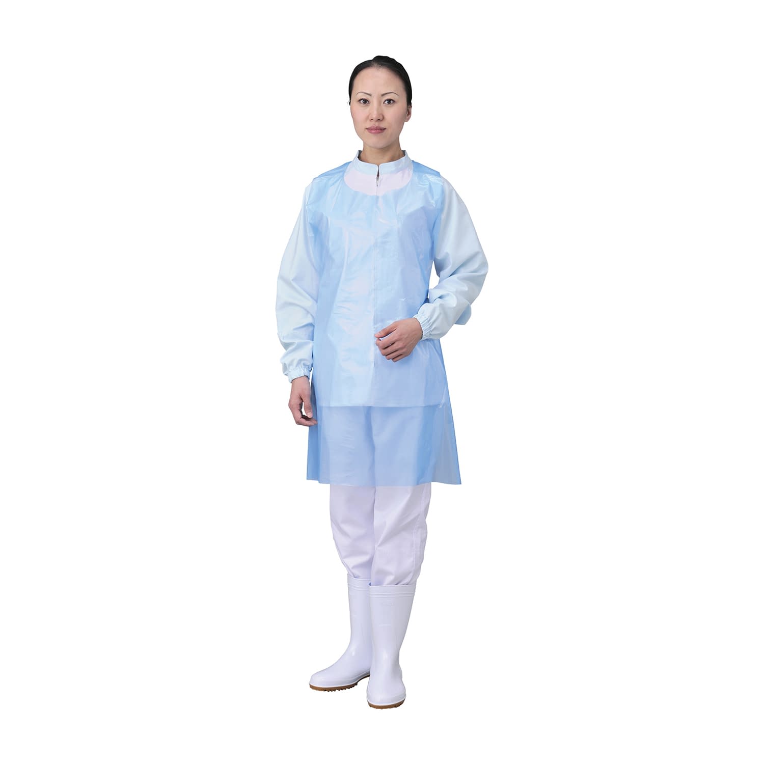 エブケアポリエチエプロン(袖無タイプ 24-2559-01 エブノ 6002(ブルー)50マイ