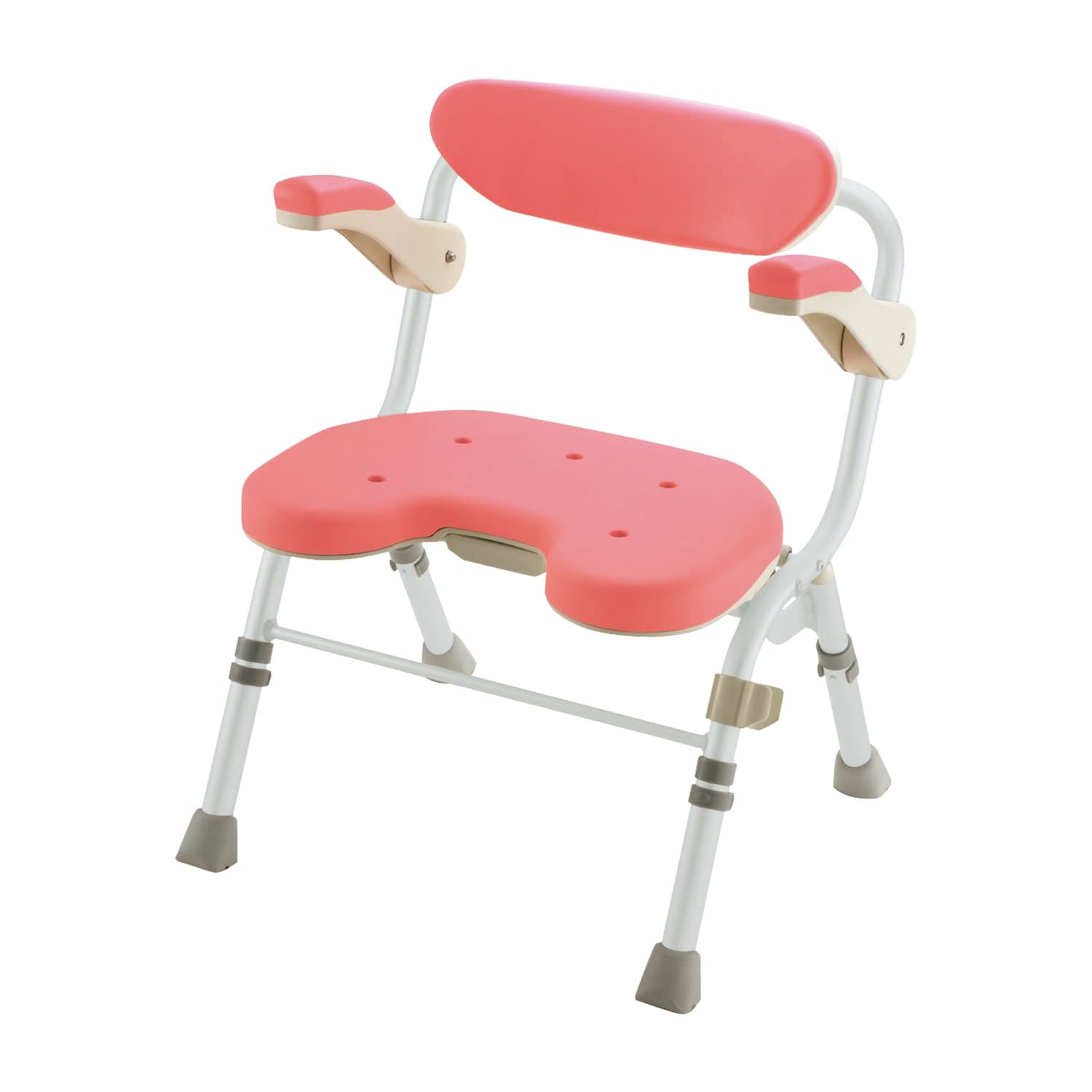 折りたたみシャワーチェア U型肘掛付 肘掛付タイプ 風呂椅子 25-4587-0201 ピンク リッチェル