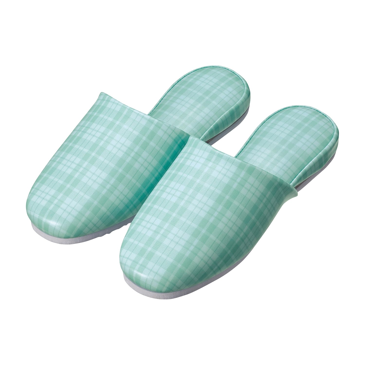 スリッパ(チェック)大人用 大人用 24-3026-0202 ブルー 日紅商事 NA1002(20ソクイリ)