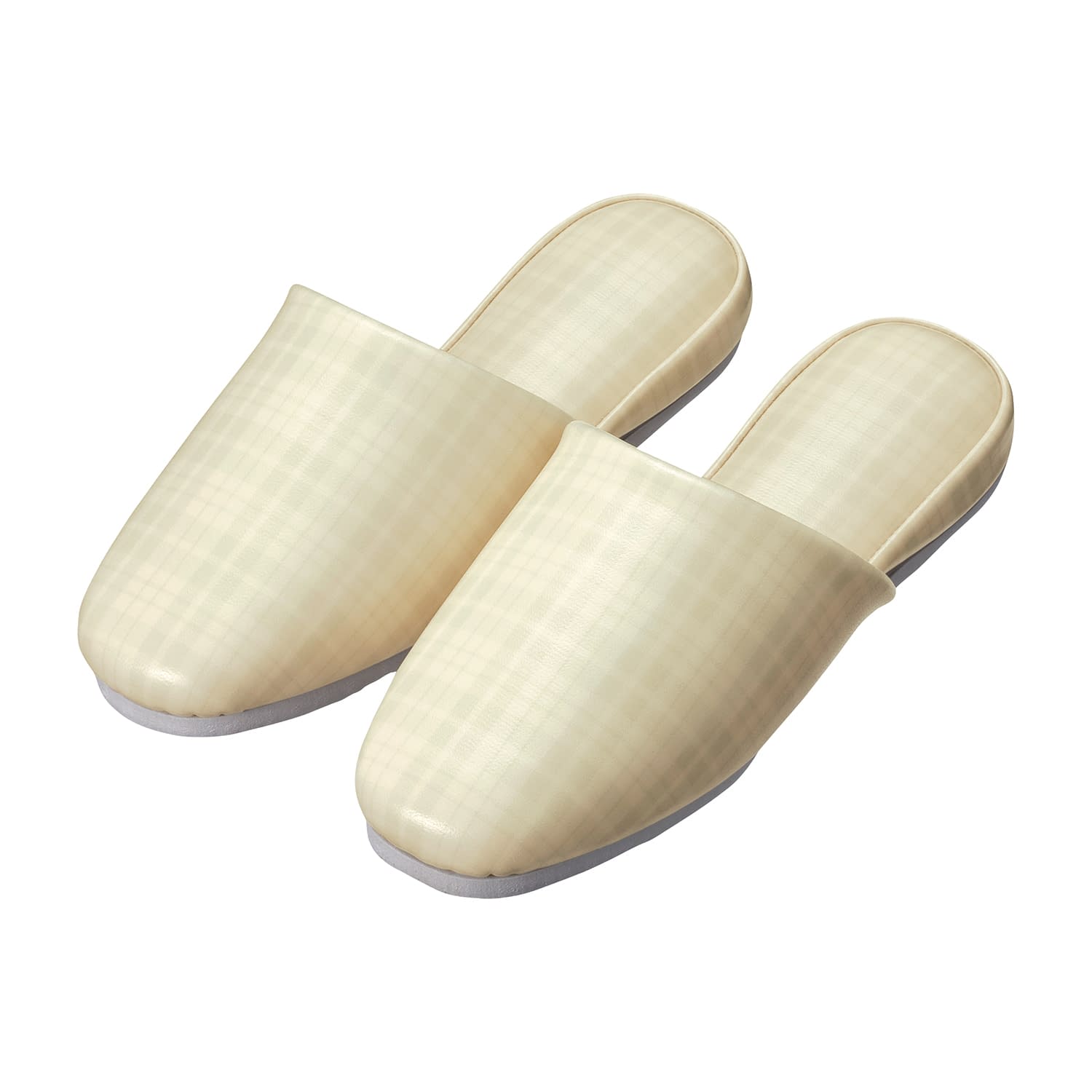 スリッパ(チェック)大人用 大人用 24-3026-0203 ベージュ 日紅商事 NA1002(20ソクイリ)