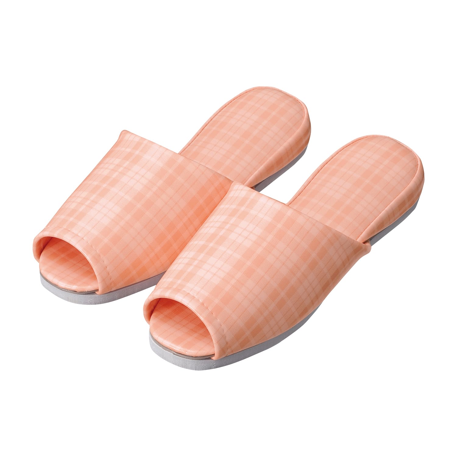 スリッパ(チェック・前開き)大人用 大人用 24-3591-0201 ピンク 日紅商事 NB5002(20ソクイリ)