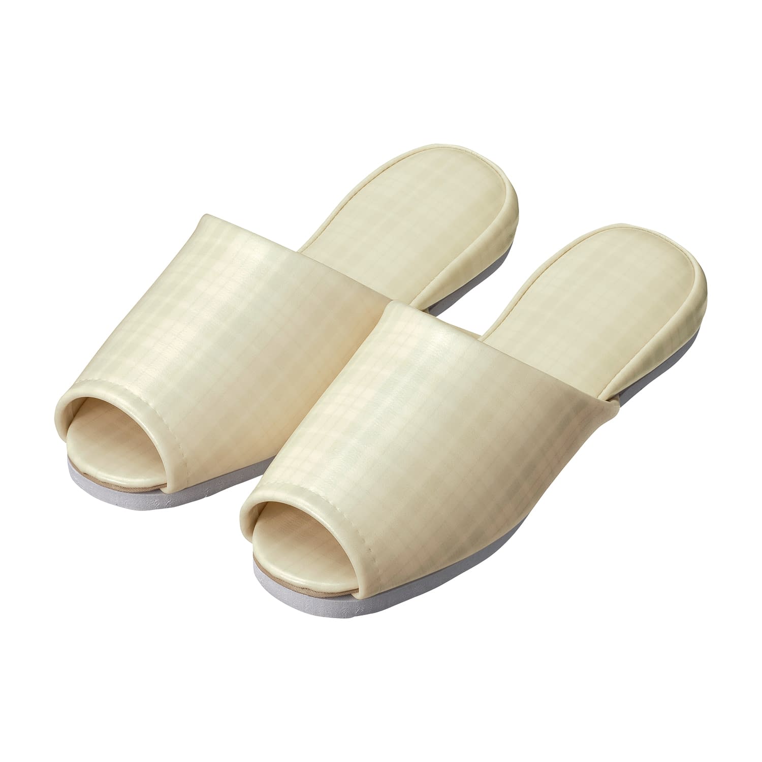 スリッパ(チェック・前開き)大人用 大人用 24-3591-0203 ベージュ 日紅商事 NB5002(20ソクイリ)