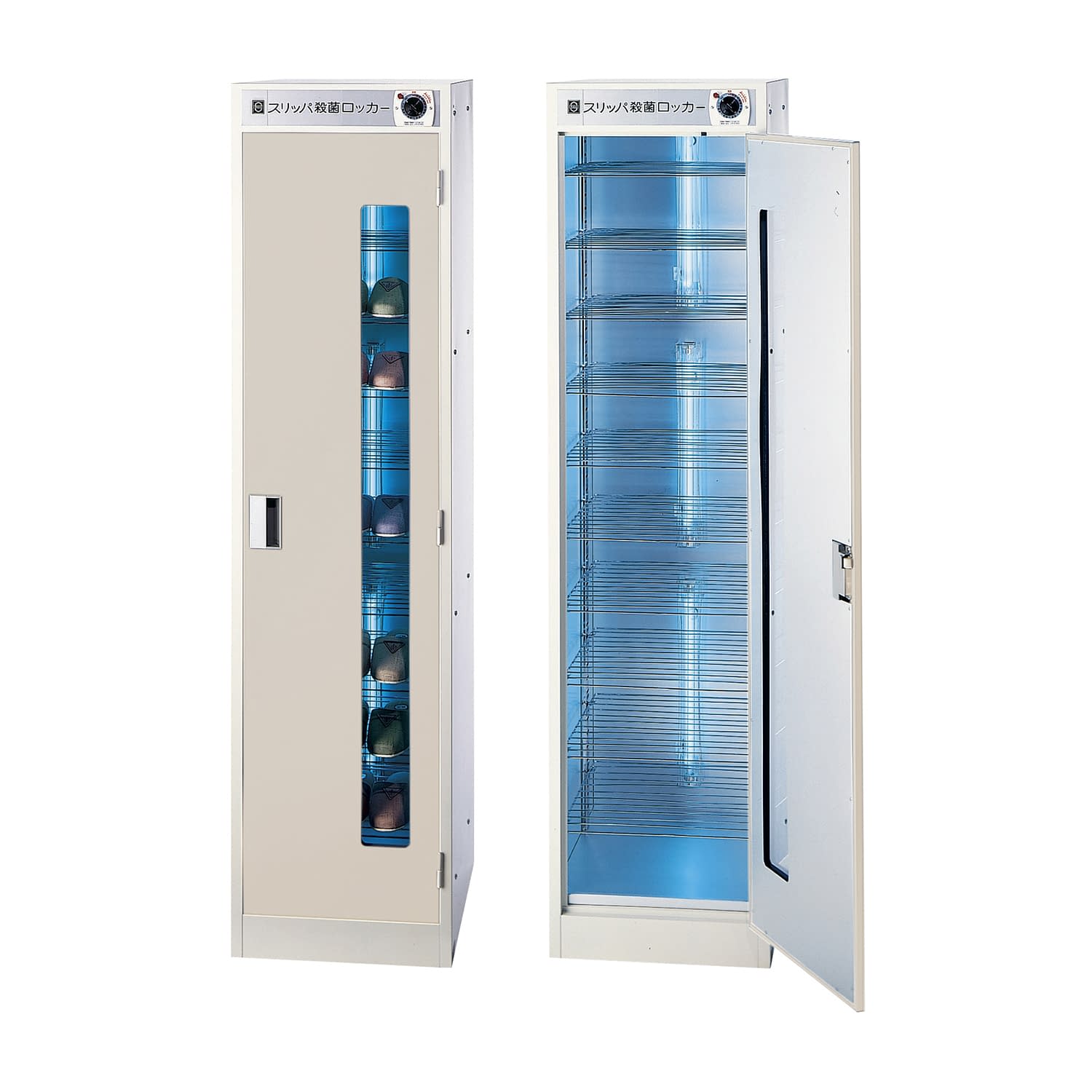 殺菌線スリッパロッカー ゼンマイ式タイマー付 01-5390-0002 アイボリー 大信工業 DM-HR(455X515X1790MM