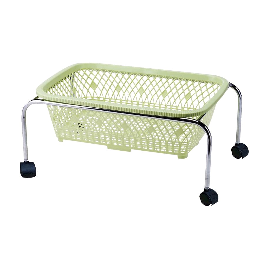 脱衣カゴ キャスター付 24-3220-0001 グリーン 大信工業 DP-15(キャスターツキ)