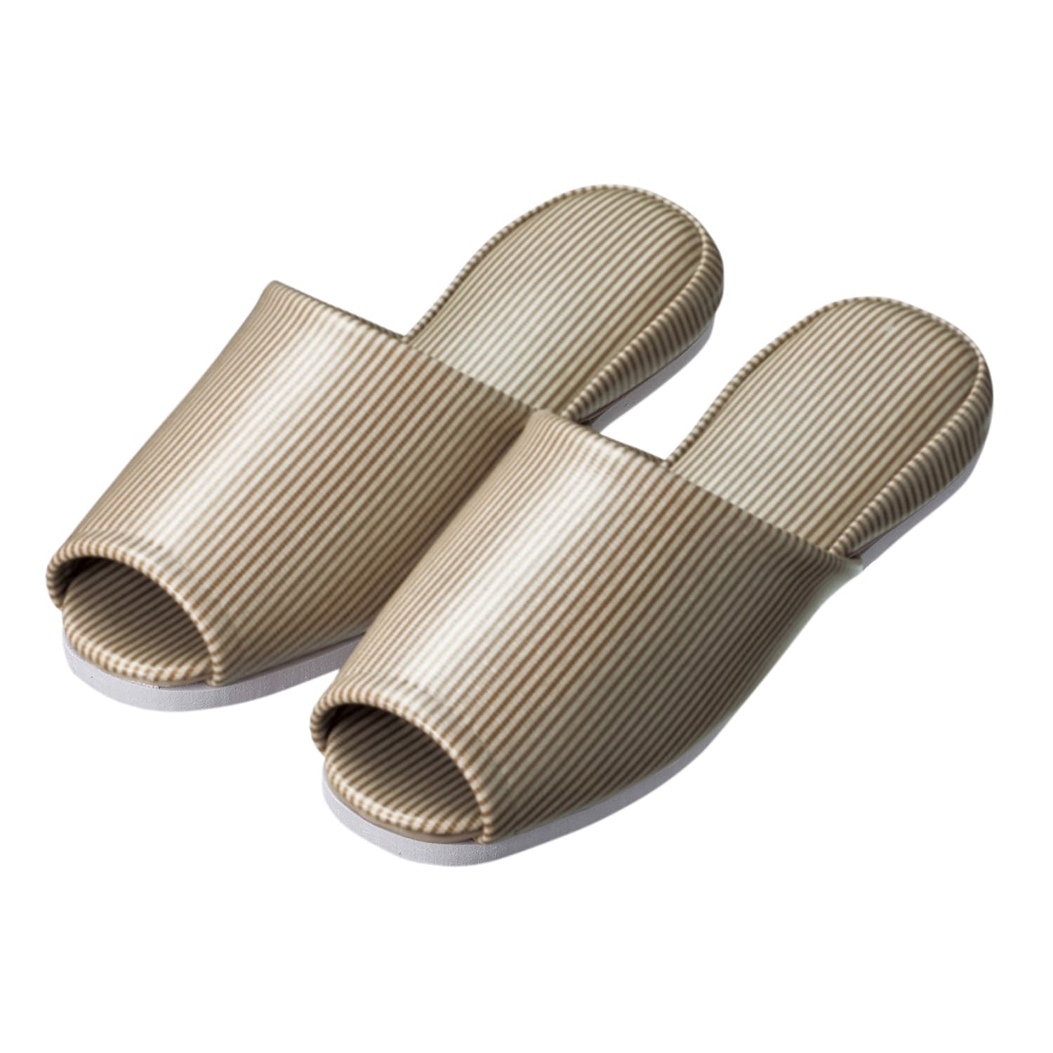 スリッパ(ストライプ・前開き)子供用 24-3591-0102 ブラウン 日紅商事 NB5001(20ソクイリ)