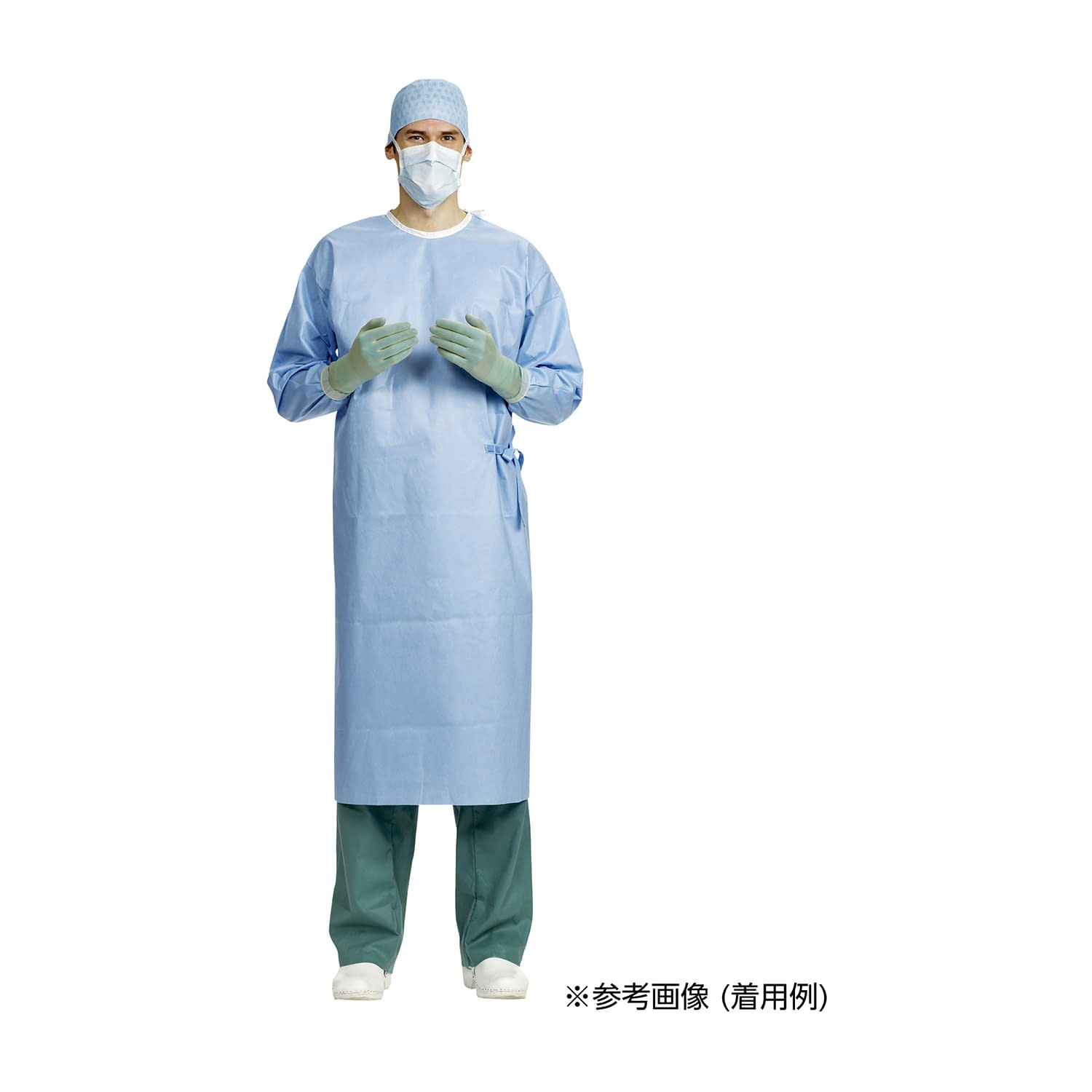 サージカルガウン(ブルーライン)L 24-5432-01 メンリッケヘルスケア 99000515(50マイ)マスクツキ