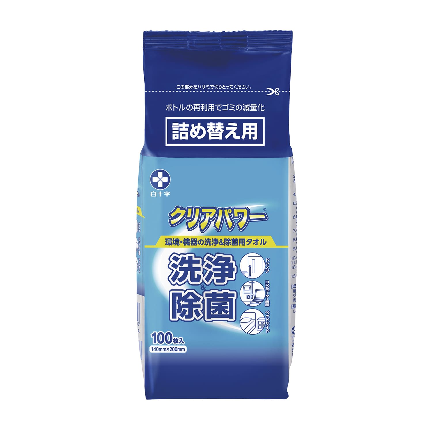 クリアパワー(詰替) ボトル詰替用 24-4822-01 白十字 42773(140X200)100マイ