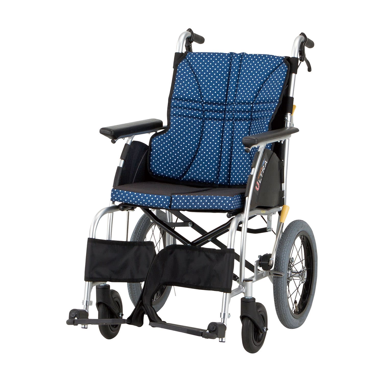 車いす ウルトラ(自走用・アルミ製) 24-4864-0101 インディゴ 日進医療器 NA-U1(400MM)