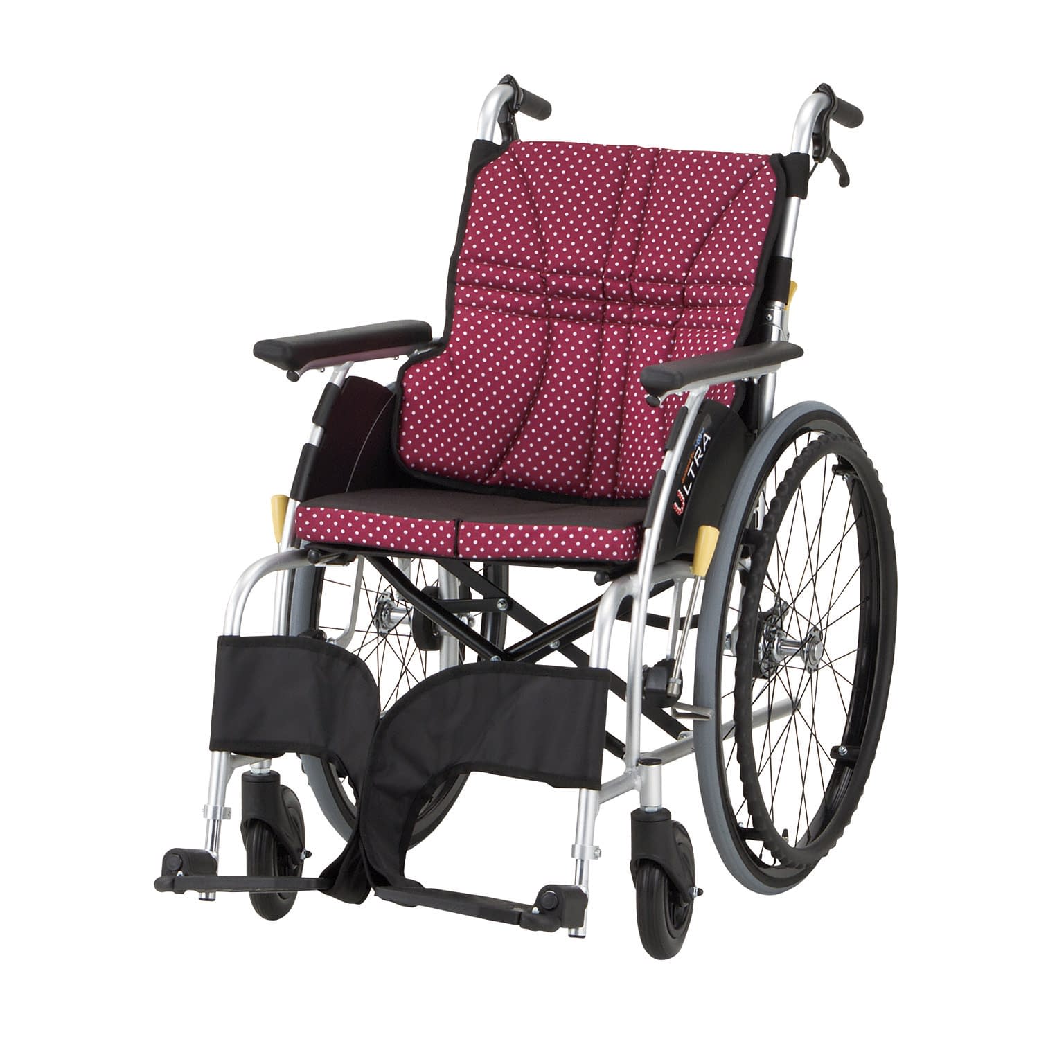 車いす ウルトラ(自走用・アルミ製) 24-4864-0202 ワイン 日進医療器 NA-U1(420MM)