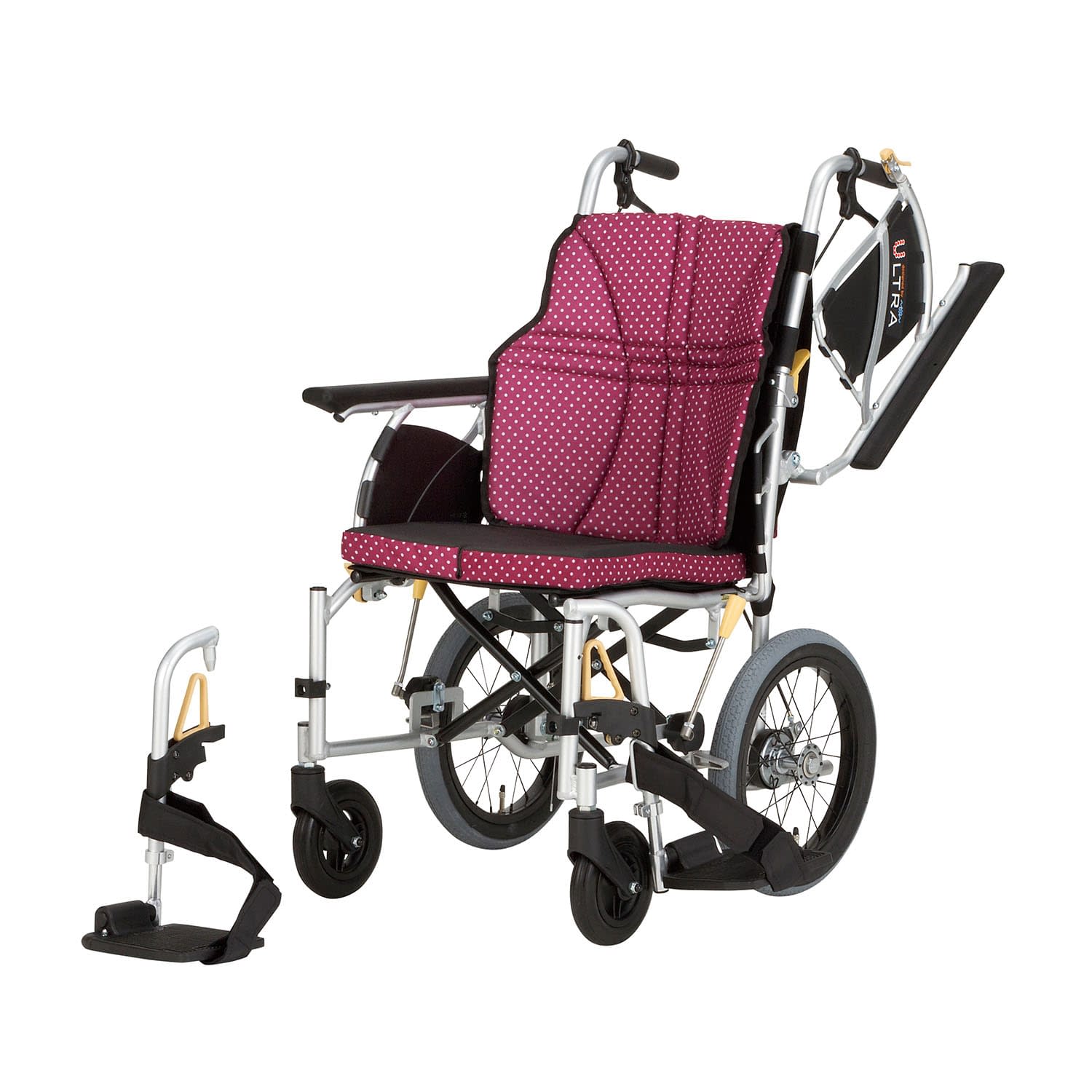 車いす ウルトラ(介助アルミ)多機能 24-4865-0502 ワイン 日進医療器 NAH-U2W(420MM)