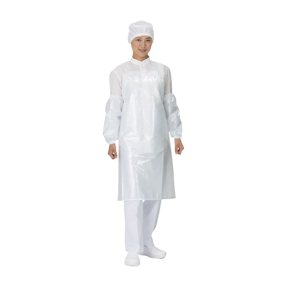 ジャブエプロン(たすき掛・胸当) 防水エプロン 24-5436-00 ワコウ E1501-0(ホワイト)フリー