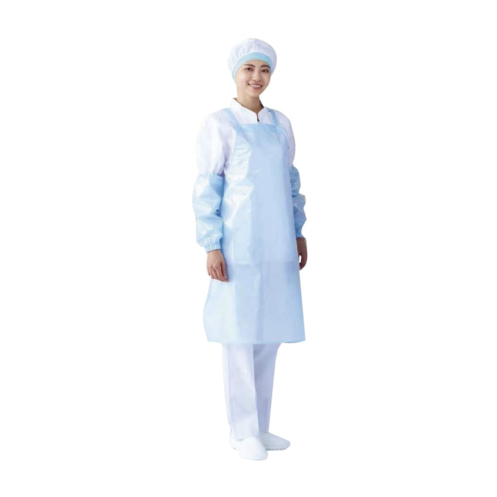 ジャブエプロン(たすき掛・胸当) 防水エプロン 24-5436-01 ワコウ E1501-1(ブルー)フリー