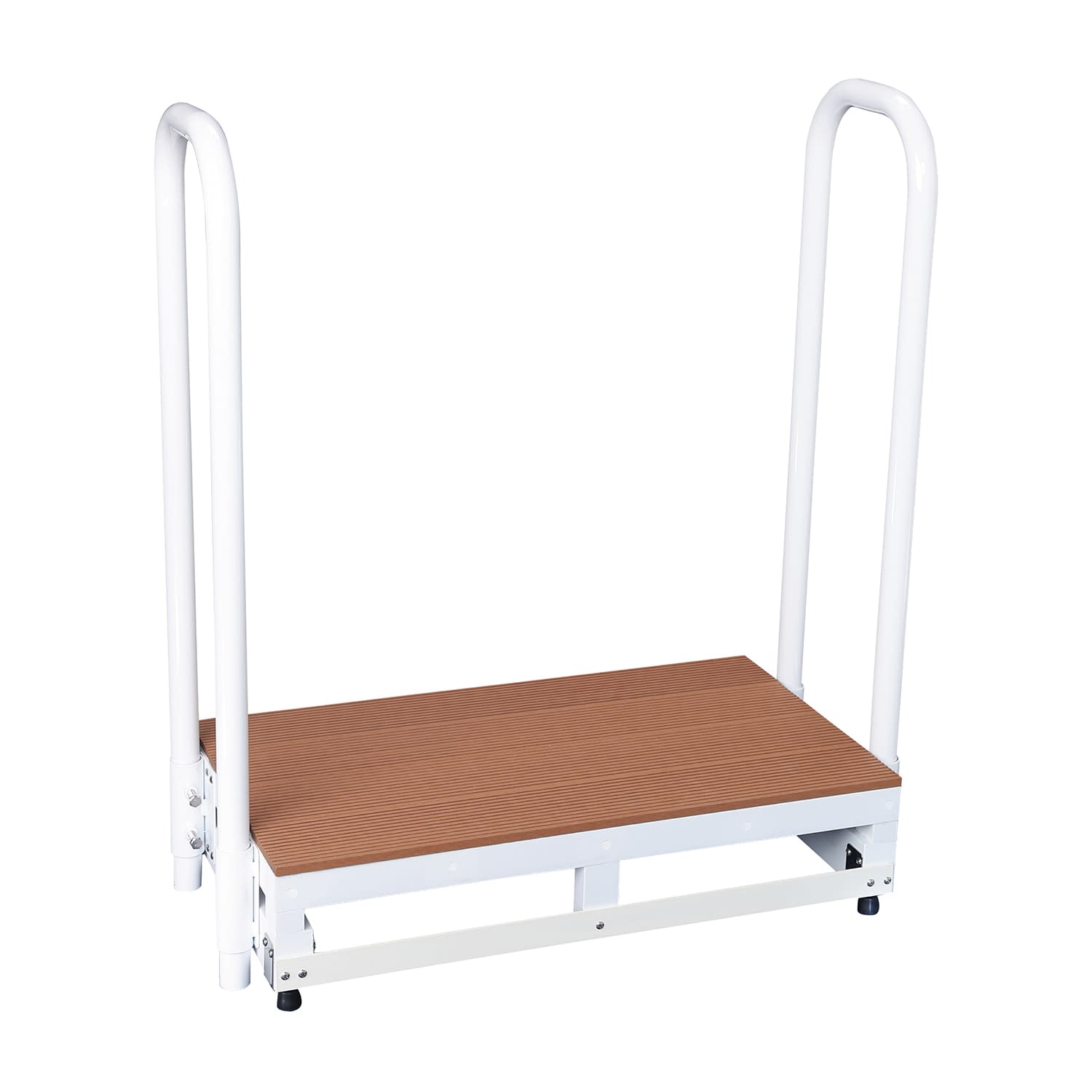 バリアフリー踏台(1段・手すり2本) 1段 24-7721-01 バリアフリータケウチ F1-2TD(デッキザイ)