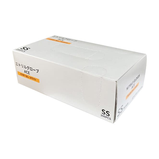 ニトリルグローブACE(ホワイト) 24-6730-00 ファーストレイト FR-5120(SS)200マイイリ