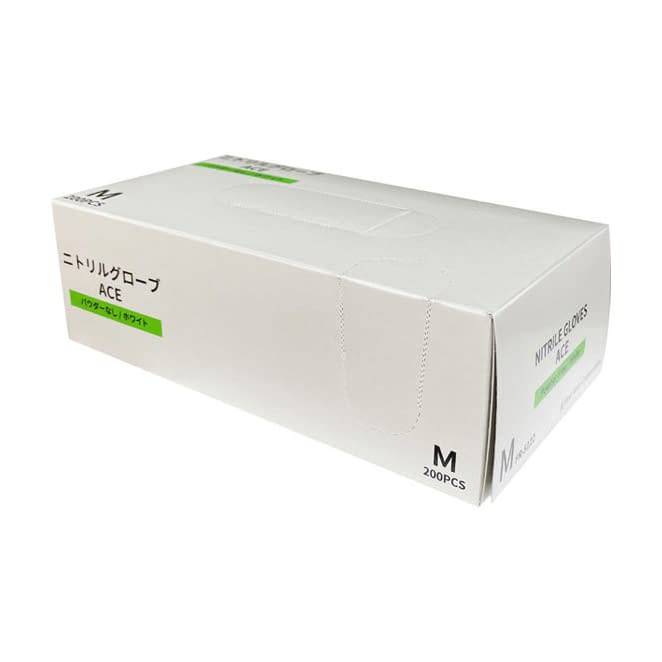 ニトリルグローブACE(ホワイト) 24-6730-02 ファーストレイト FR-5122(M)200マイイリ