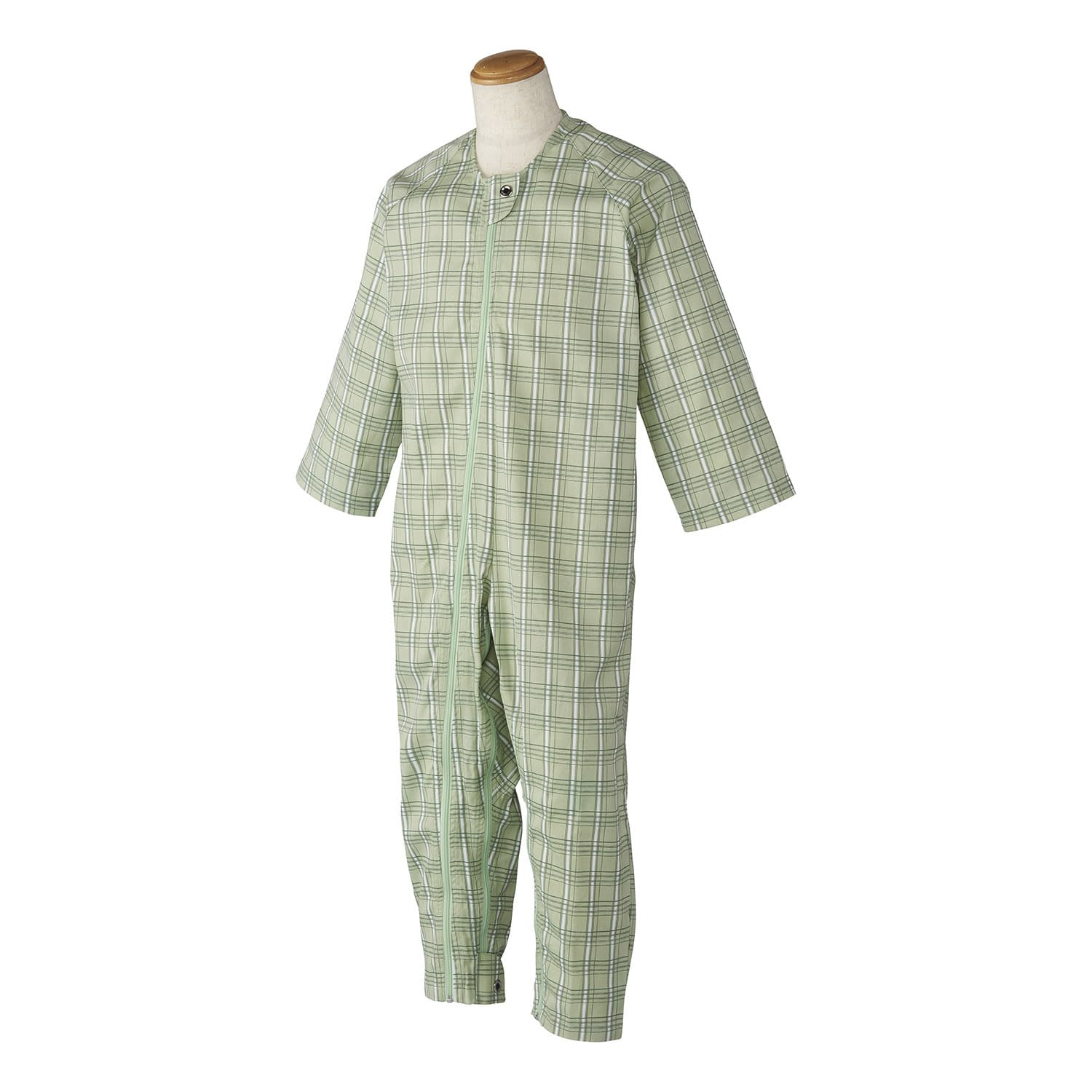 マンラク1型ねまき(オールシーズン) 24-6682-0103 グリーンチェック 萬楽 MR-1001(M)