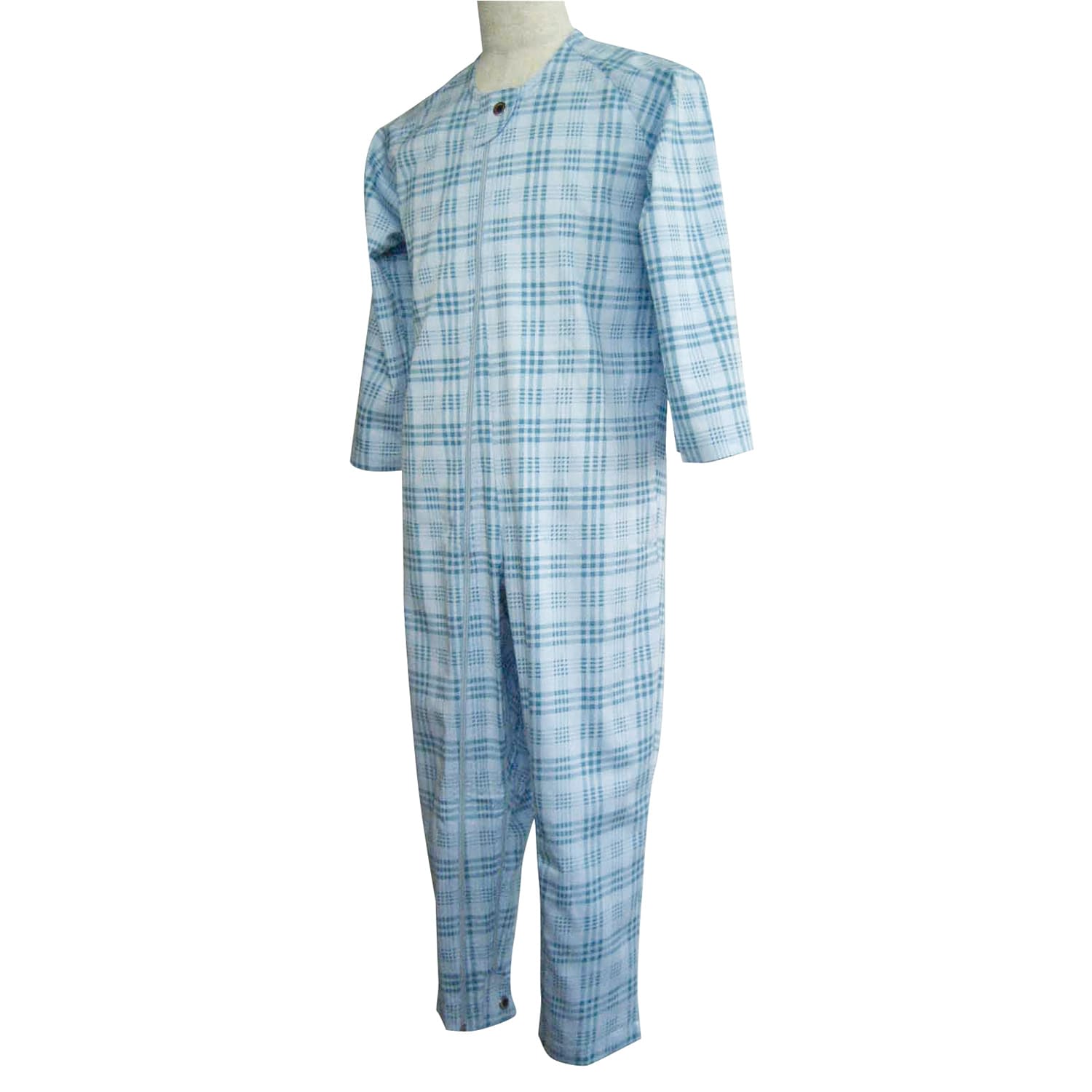 マンラク1型ねまき(オールシーズン) 24-6682-0201 ブルーチェック 萬楽 MR-1001(L)