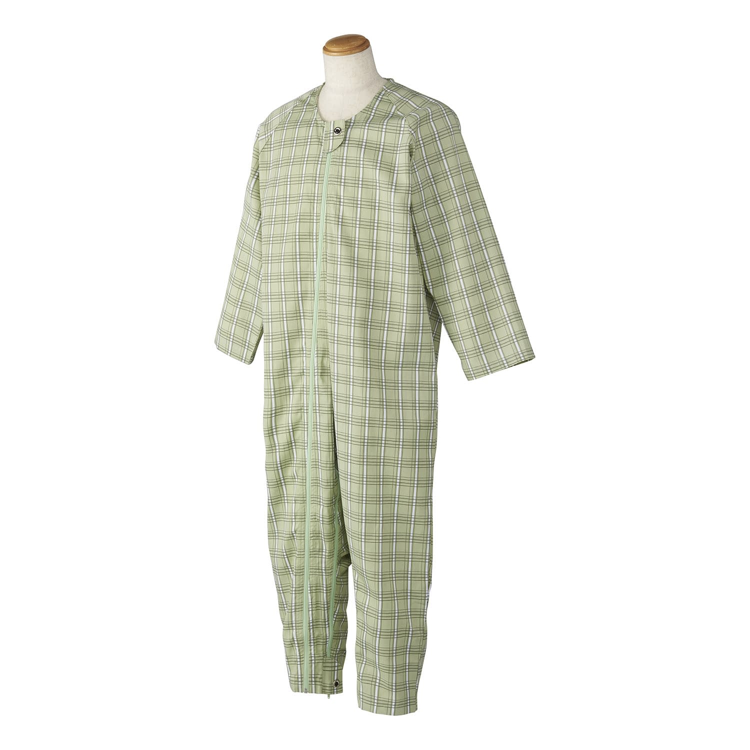 マンラク1型ねまき(オールシーズン) 24-6682-0303 グリーンチェック 萬楽 MR-1001(LL)