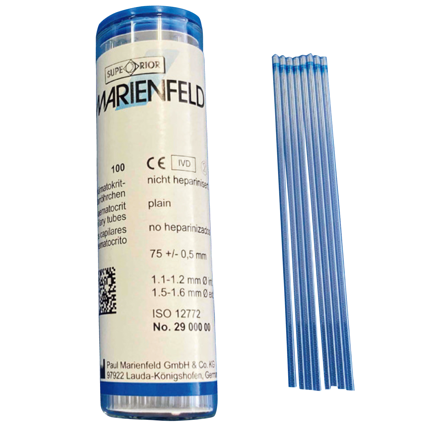 マリンフィルド ガラス毛細管(青) プレイン 24-7371-00 エルマ販売 05-761-0(100X10ハコ)