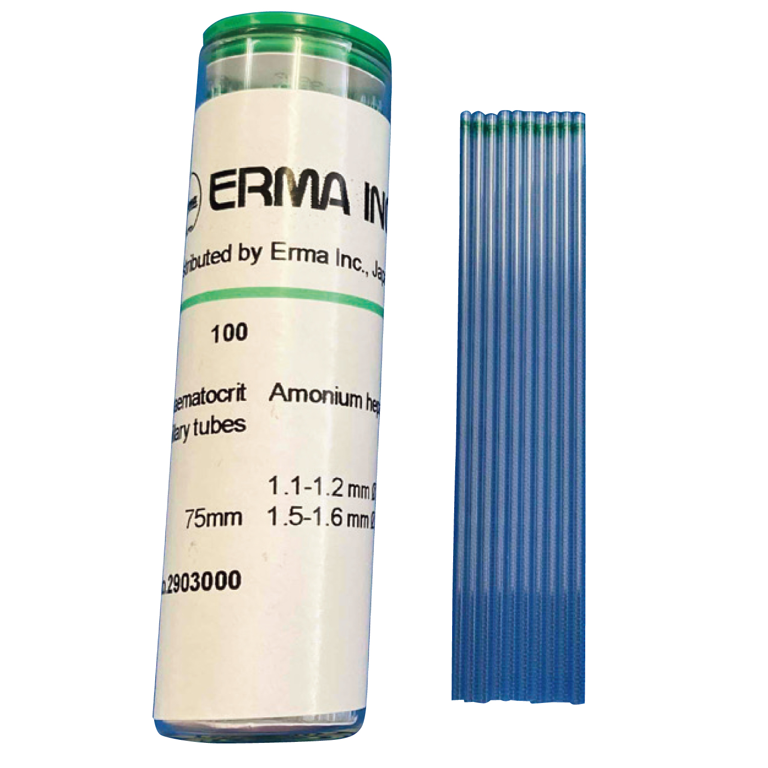 マリンフィルド ガラス毛細管(緑) ヘパリン処理 24-7371-01 エルマ販売 05-760-0(100ホンX10ハコ)
