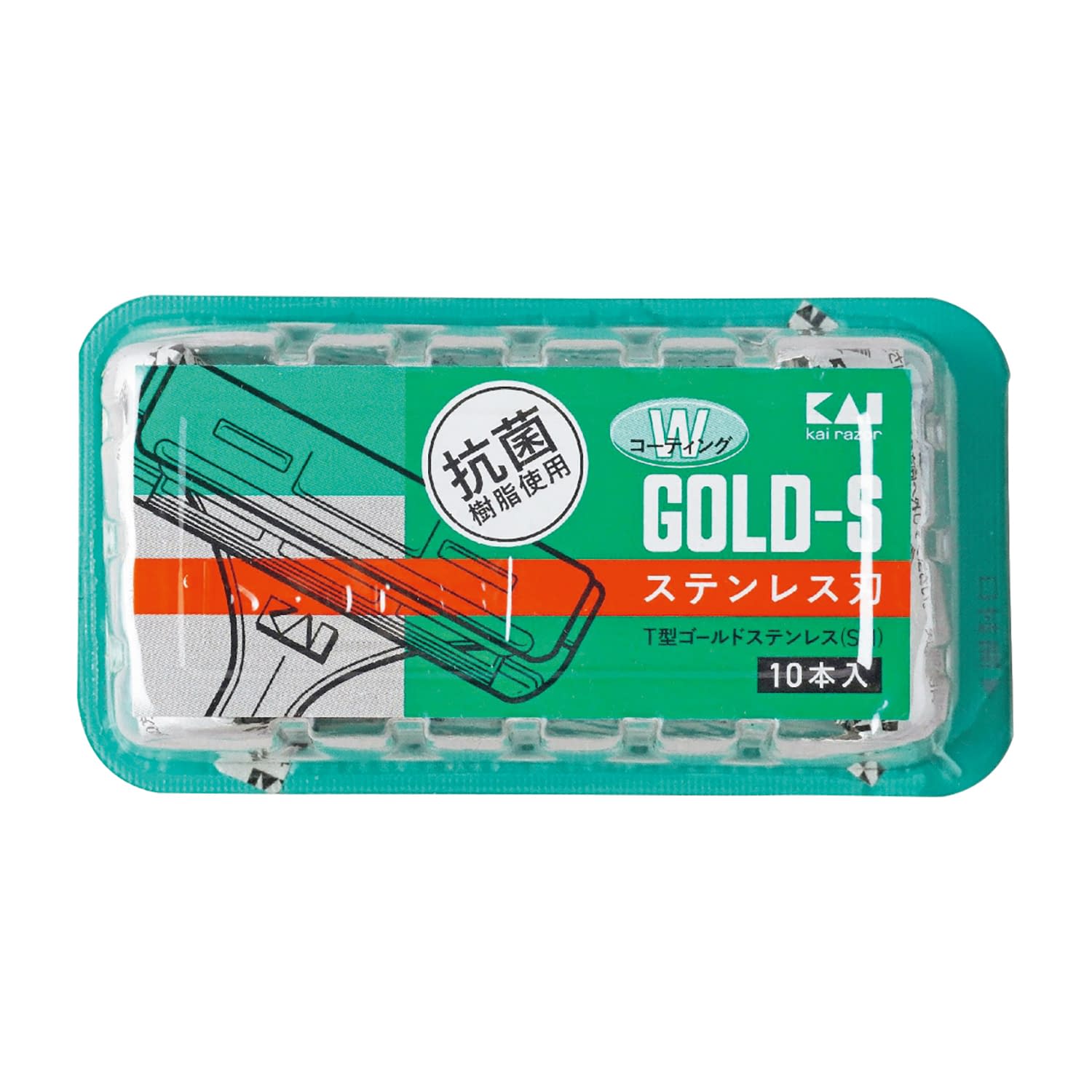 貝印カミソリ T型ゴールドステンレス 髭剃り 25-7070-00 KAI TGS-10B1(10ホンイリ)
