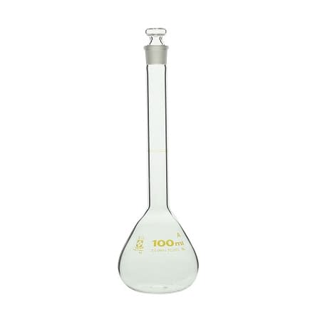 柴田メスフラスコ(ガラス製)茶目盛 24-9026-05 柴田科学 100ML(020060-100)